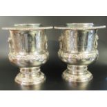 A pair of sterling silver wine coolers by Garrard to commemorate the silver wedding anniversary 1947