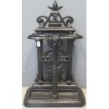 Coalbrookdale style late Victorian painted cast iron stick and umbrella stand with pierced
