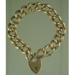 9ct rose gold hollow curb link bracelet with safety chain and heart shaped clasp. Approx weight 18.9
