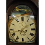 19th Century Welsh oak 8 day longcase clock marked J.F Davies of Neath, having naively carved and