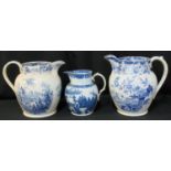 Swansea blue and white transfer printed porcelain baluster shaped jug with oriental pagoda