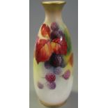 Royal Worcester porcelain bottle shaped vase signed by K. Blake and hand painted with autumn