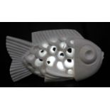 Darren Yeadon (Welsh contemporary), carrara marble sculpture of a stylised pierced fish, 58cm long