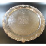 Sterling silver salver, by Garrard to commemorate the silver wedding anniversary 1947 - 1972 of