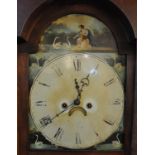 19th Century Welsh oak 8 day longcase clock, the hood with broken swan neck pediment above arched