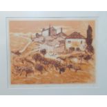 Andre Bicat (20th Century), 'Volterra', limited edition coloured etching no. 15/50, signed in pencil