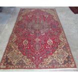 Vintage style Morty multi-coloured ground Persian Tabrez carpet with central medallions of flowers