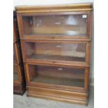 Early 20th Century oak three sectional Globe Wernicke bookcase. 87 x 31 x 125cm approx. (B.P.