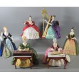 A set of 12 limited edition Royal Doulton lady musician figurines, modelled by Peggy Davies to
