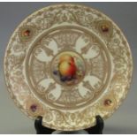 Late 19th Century Royal Worcester porcelain cabinet plate with gilded foliate decoration and hand