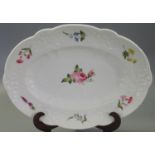 19th Century Swansea porcelain oval dish hand painted with flowers and foliage, by William