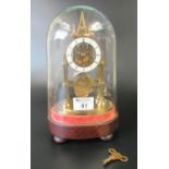 19th Century brass fusee skeleton clock marked 'Christie, Chancery Lane' and having enamelled
