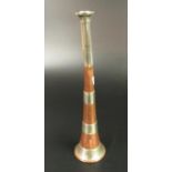 Swane & Adeney of London copper hunting horn with white metal mounts. (B.P. 21% + VAT) Some minor