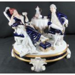 Royal Dux porcelain figure group, 'The tea party', impressed marks 1959 with pink triangle mark to
