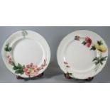 Two Llanelly pottery plates, one painted with pansies marked Llanelly, 22cm diameter approx, the