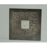 Mari Thomas, 'Rebirth' brooch in silver inset with a diamond. 4cm square. Approx weight 29.5