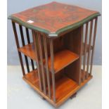 Edwardian painted satin wood revolving bookcase. 47 x 47 x 68cm approx. (B.P. 21% + VAT)