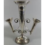 Silver three section table epergne centrepiece on a circular gadrooned base with rubbed hallmarks,