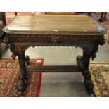 19th Century continental stained oak rectangular centre table, moulded edge top with canted angles