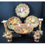 Collection of Coalport fruit design hand painted items to include; pair of similar fruit bowls,