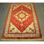 Red and white ground full pile Kashmir floral and foliate carpet, 330 x 240cm approx. (B.P. 21% +