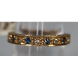 9ct gold sapphire and diamond half eternity style ring. Ring size N. Approx weight 2.8 grams. (B.