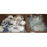 Two boxes of assorted china to include; Royal Albert bowls, Royal Vale teacups, saucers, plates,