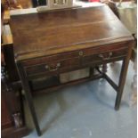 19th Century mahogany fall front bureau having two drawers on square legs. (B.P. 21% + VAT)