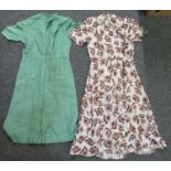 Collection of ladies 40's-50's vintage clothing to include; three linen/faux linen dresses; one a