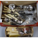 Shoe box of assorted silver plated loose cutlery. (B.P. 21% + VAT)