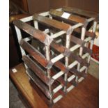 Stained wooden and metal 12 section wine rack. (B.P. 21% + VAT)
