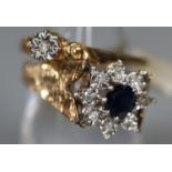 9ct gold diamond solitaire ring in illusion setting, ring size L&1/2. Together with a 9ct gold