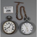 19th Century key wind silver open faced lever pocket watch with Roman numerals and seconds dial