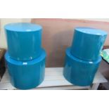 Two pairs of contemporary Danetti blue gloss finish occasional side tables of cylindrical form,