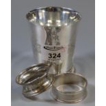Silver commemorative tumbler 'Silver Jubilee 1952-1977', 4.9 troy ozs approx. Together with two
