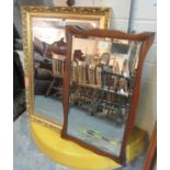 Modern gilt framed and bevel plate moulded foliate framed mirror, together with an early 20th
