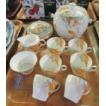 Shelley floral English teaware reg no. 795072 to include; teacups and saucers, milk jug, sucrier,