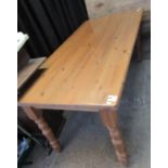 Modern pine farmhouse style kitchen table. 182 x 85 x 77cm approx. (B.P. 21% + VAT)