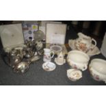 Two boxes, one containing a late Victorian, T.G & F Booth Royal semi-porcelain washstand set