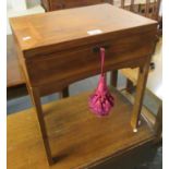 Mid Century mixed woods ladies work box on pine legs. Charity sale. (B.P. 21% + VAT)