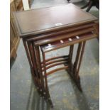 Mahogany nest of three tables on simulated bamboo legs. (B.P. 21% + VAT)