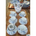 14 piece Royal Copenhagen blue and white stylised foliate coffee set. (B.P. 21% + VAT)