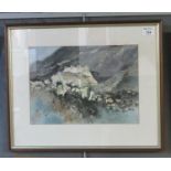 Welsh school, initials N.R.B, cottages at Cartmel, watercolours, 26 x 35cm approx. Framed and