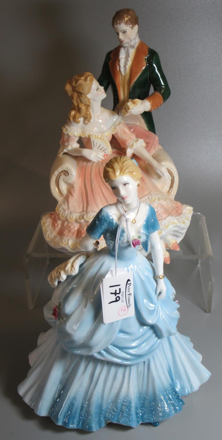 Two Royal Worcester bone china figurines to include; 'Night at the Opera, Glittering Occasions'