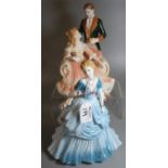 Two Royal Worcester bone china figurines to include; 'Night at the Opera, Glittering Occasions'