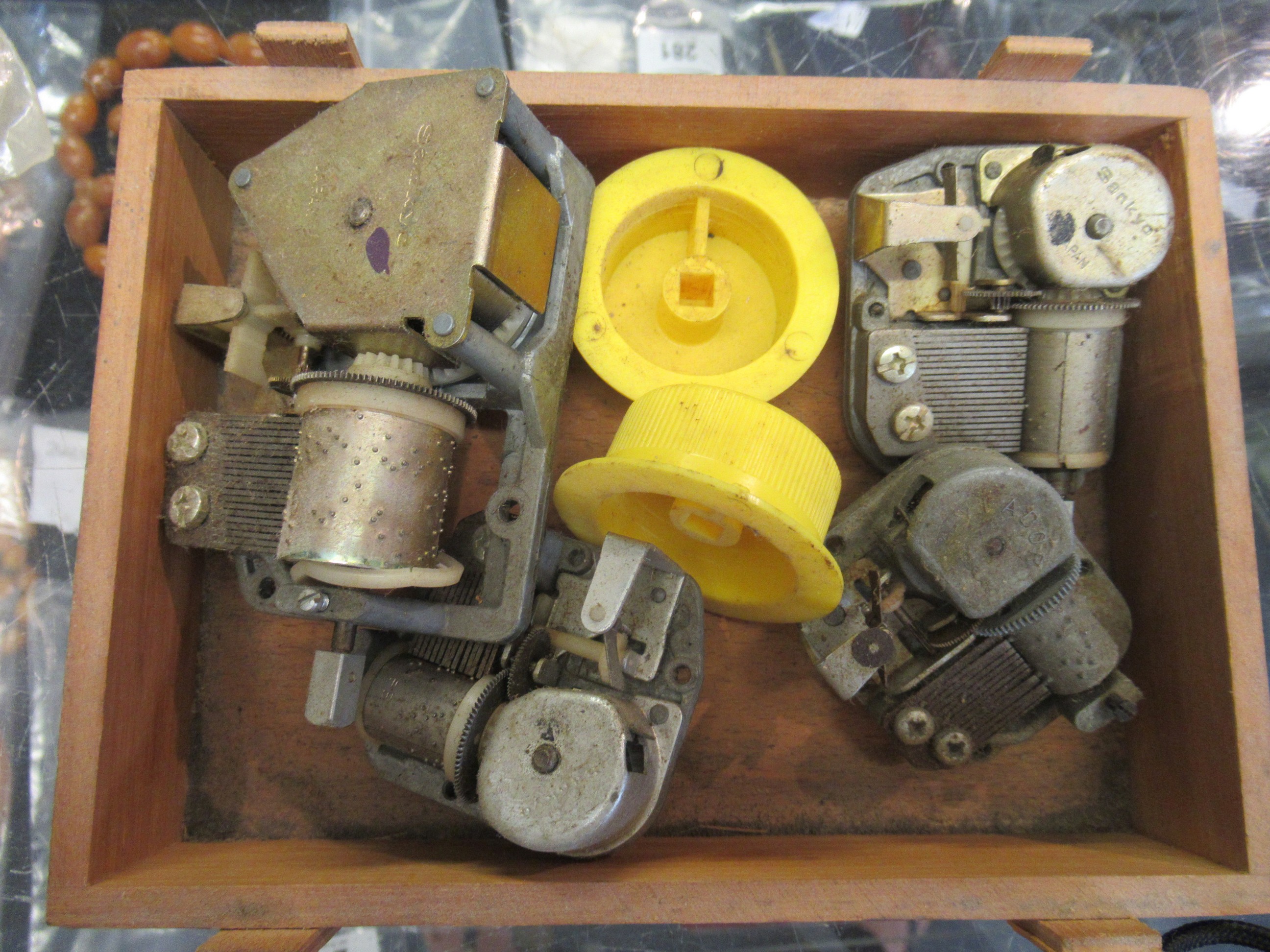 Display box containing mainly antique and other watch parts to include; pocket watch faces and - Image 2 of 5