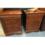 A pair of Willis & Gambier hardwood narrow chests of three drawers, 50 x 43 x 66cm approx. (2) (B.P.