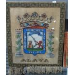 Probably 19th Century tapestry heraldic banner, 'Alava'. 80 x 68cm approx. (B.P. 21% + VAT)