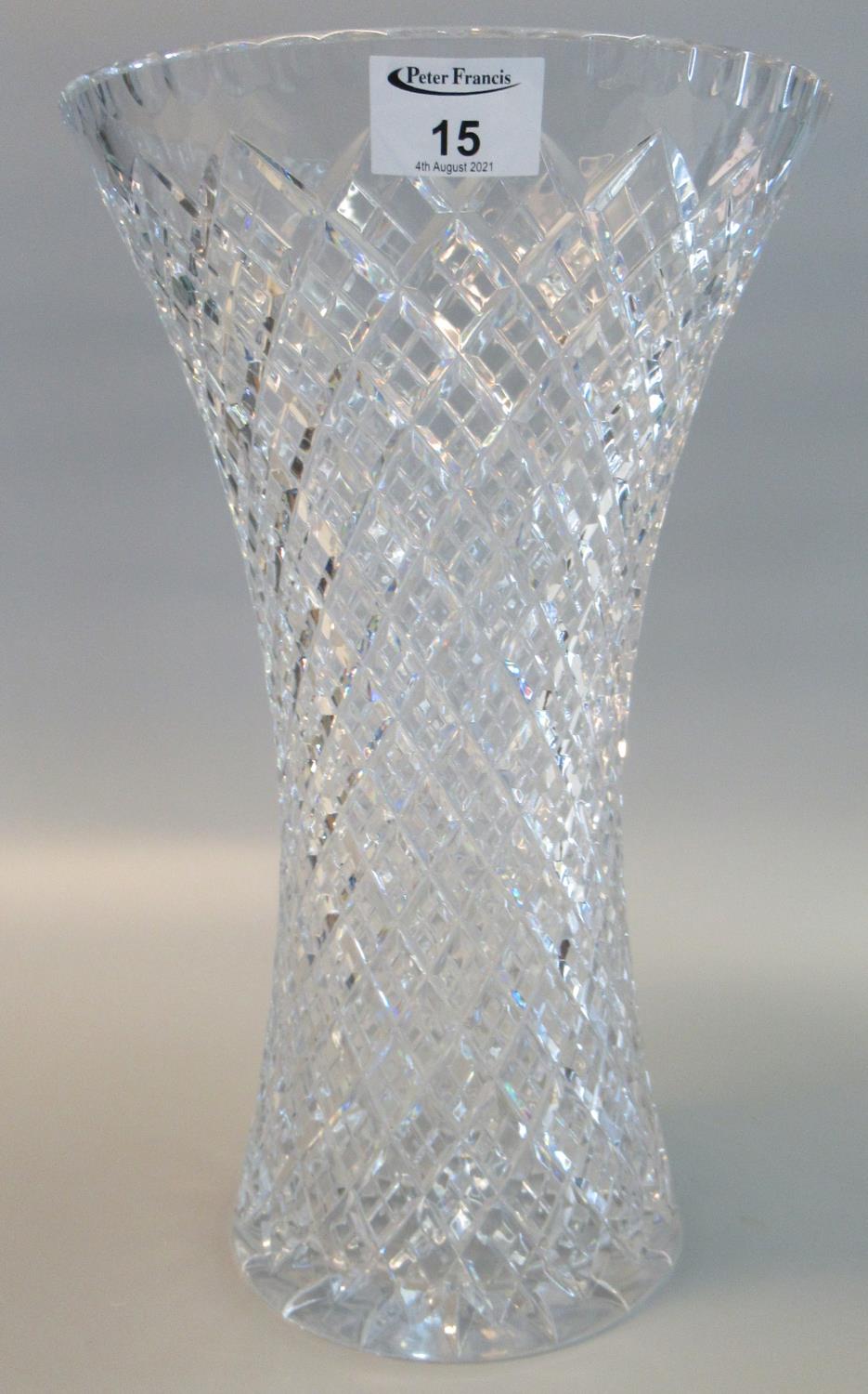 Large cut glass vase of waisted form with star cut base, unmarked. 36cm high approx. (B.P. 21% +