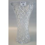 Large cut glass vase of waisted form with star cut base, unmarked. 36cm high approx. (B.P. 21% +